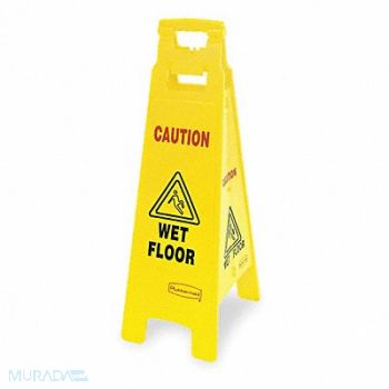 RUBBERMAID COMMERCIAL PRODUCTS Floor Safety Sign Yellow HDPE 37 in H, 3XH26