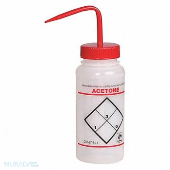 SP SCIENCEWARE Wash Bottle Std 16 oz Acetone Red PK3, 3XMN3