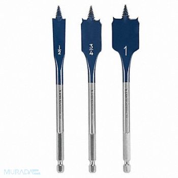 BOSCH Spade Blade Drill Set 3pc Carbon Steel, 3YDY9
