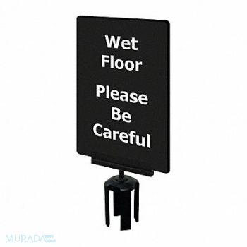 TENSABARRIER Acrylic Sign Black Wet Floor, 3YHJ9