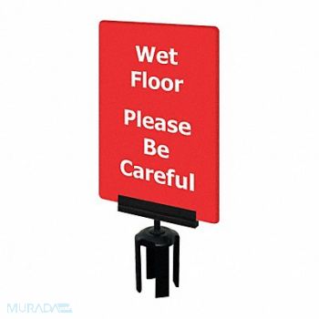 TENSABARRIER Acrylic Sign Red Wet Floor, 3YHK6