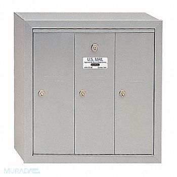 SALSBURY INDUSTRIES Vertical Mailbox 3 Doors Alum, 3YNT4