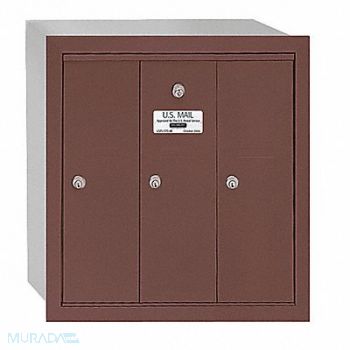 SALSBURY INDUSTRIES Vertical Mailbox 3 Doors Bronze, 3YNW2