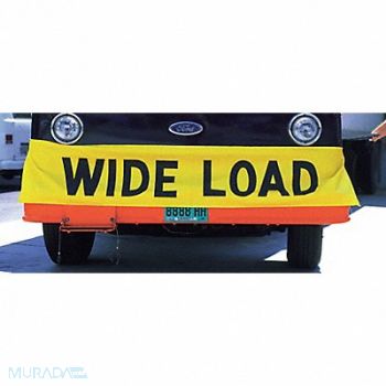 GRAINGER APPROVED Wide Load Banner Black on Yellow 18x96In, 3YVU1