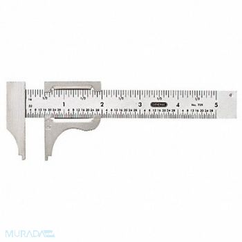 GENERAL Vernier Caliper 4 In SS 1/16 1mm Grad, 3YWR2