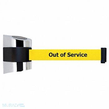 TENSABARRIER D0102 Belt Barrier Chrome Belt Color Yellow, 3ZAN8