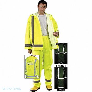 MCR SAFETY Rain Pants Class E Yellow/Green XL, 3ZEV3