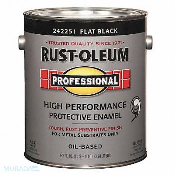 RUST-OLEUM Alkyd EnamelBlack Flat 1gal, 3ZHX1