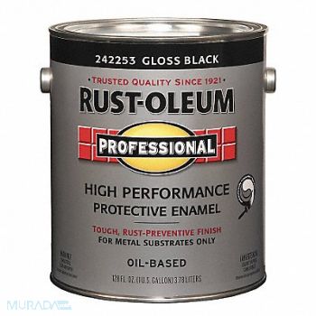 RUST-OLEUM Alkyd EnamelBlackGloss 1gal, 3ZHX3