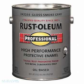 RUST-OLEUM Alkyd EnamelSmoke GrayGloss 1gal, 3ZHX5