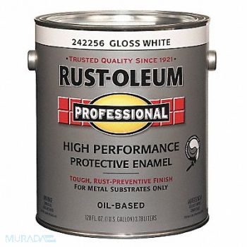 RUST-OLEUM Alkyd EnamelWhiteGloss 1gal, 3ZHX6
