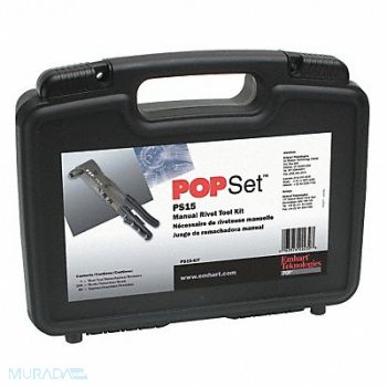 POP AVDEL Rivet Tool Kit 3/32 1/8 5/32 3/16 In, 3ZLX6