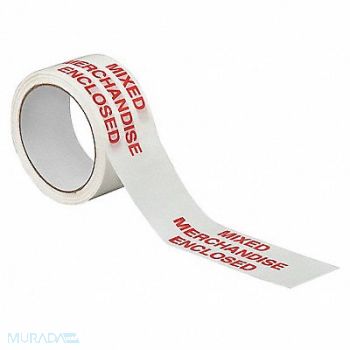 TAPECASE Carton Sealing Tape White with Red Text, 15C756