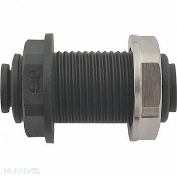 JOHN GUEST Bulkhead Union Black 1/4 Tube Size PK10, 400L41