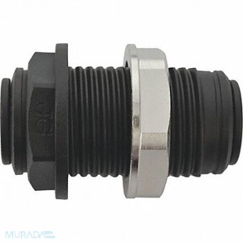 JOHN GUEST Bulkhead Union Black 3/8 Tube Size PK10, 400L42