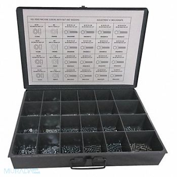 GRAINGER APPROVED Fastener Assortment 1600 pcs 1/4 to 1 L, 402K25