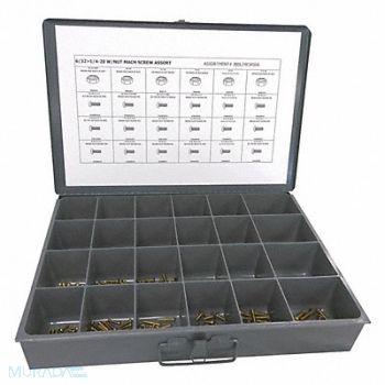 GRAINGER APPROVED Nut/Screw Assort Slotted 600pcs Brass, 402K27