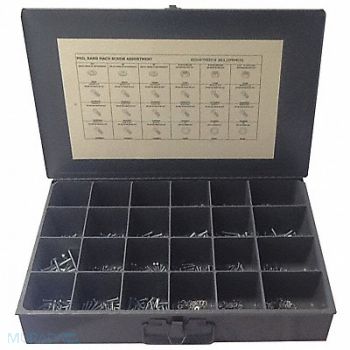 GRAINGER APPROVED Nut/Screw Assort Slotted 750pcs Zinc, 402K29