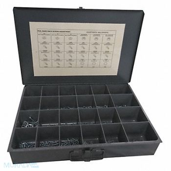 GRAINGER APPROVED Nut/Screw Assort Phillips 1200pcs Zinc, 402K45