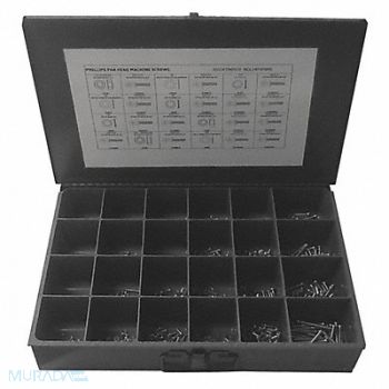 GRAINGER APPROVED Fastener Assort Phillips 1200pcs Zinc, 402K49