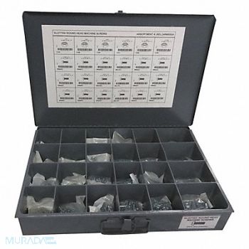 GRAINGER APPROVED Nut/Screw Assort Slotted 1200pcs Zinc, 402K57