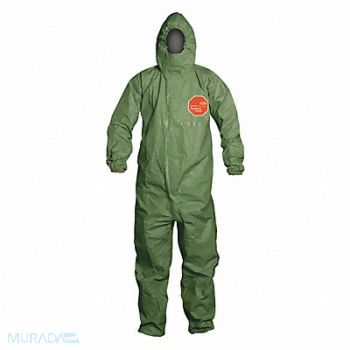 DUPONT J6007 Hooded Coveralls Green 7XL Elastic PK4, 403R67