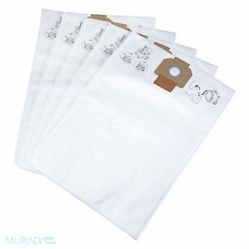 MILWAUKEE Vacuum Bag Fleece 1-Ply Reusable PK5, 404M90