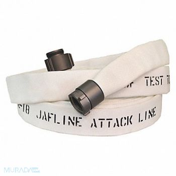 JAFLINE Fire Hose 100 ft White Polyester, 404N92