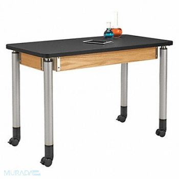 DIVERSIFIED SPACES Adjustable Table Black/Oak Wood Frame, 405D03