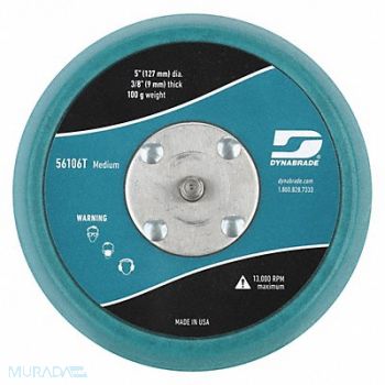 DYNABRADE Disc Backup Pad 5 Dia Max 13 000 RPM, 406F79