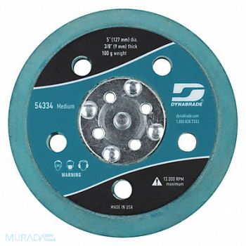 DYNABRADE Disc Backup Pad 5 Dia Max 13 000 RPM, 406F83