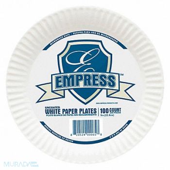 GRAINGER APPROVED Disposable Paper Plate 9 in White PK1200, 39CR68