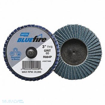 NORTON J5077 Flap Disc 2 in Dia P60 Grit Type 27, 40HU95