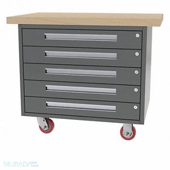 GREENE MANUFACTURING INC. Mobile Cab Bench Butcher Block 38 W 28 D, 40LF11
