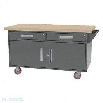 GREENE MANUFACTURING INC. Mobile Cab Bench Butcher Block 60 W 30 D, 40LF12