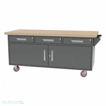 GREENE MANUFACTURING INC. Mobile Cab Bench Butcher Block 75 W 30 D, 40LF13