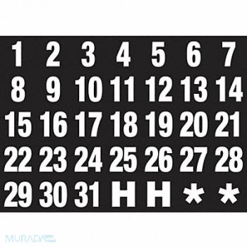MAGNA VISUAL Magnetic Heading Numbers 1 in.W x 1 in.H, 40LH62