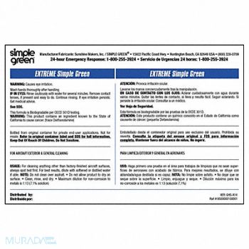 SIMPLE GREEN Secondary Bottle Label Paper PK10, 40TD94