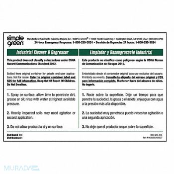 SIMPLE GREEN Secondary Bottle Label Paper PK10, 40TD96