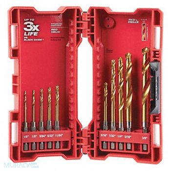 MILWAUKEE Hex Shank Drill Set 10pc HSS, 415H88