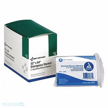 FIRST AID ONLY Emergency Blanket 84 L 52 W Silver PK5, 41CR16