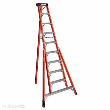 WERNER Tripod Stepladder H 10 ft Spread 71 In, 41D249