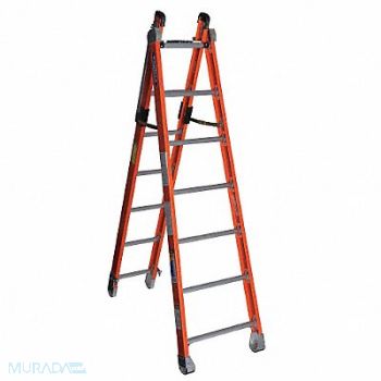 WERNER Combination Ladder H 7 ft Fiberglass, 41D279