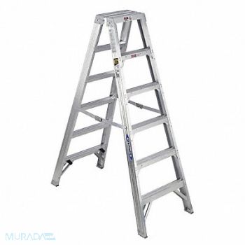 WERNER Stepladder T400 H 6 ft Spread 50-1/4 In, 41D288