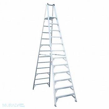 WERNER Platform Stepladder 12 ft Aluminum 300lb, 41D293