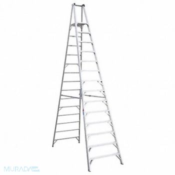 WERNER Platform Stepladder 14 ft Aluminum 300lb, 41D294