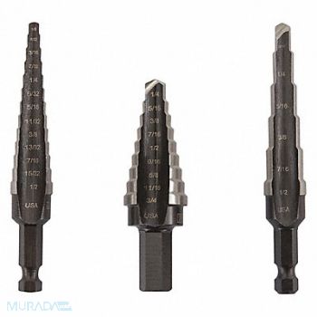 IRWIN Step Drill Bit Set 3 pcs. Bright HSS, 41GR65