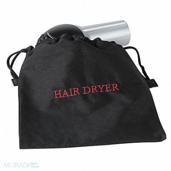 HOSPITALITY 1 SOURCE Hair Dryer Bag 12x12In Black Cotton/Poly, 41H540