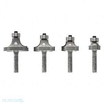 VERMONT AMERICAN Router Bit Set 4 Pc Carbide Tipped, 41HR19