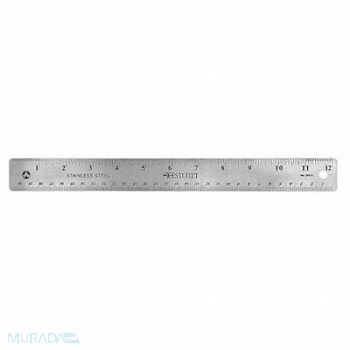WESTCOTT Ruler Stainless Steel 12 In, 41N636